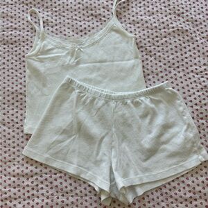 Brandy Melville White heart Pajama Set